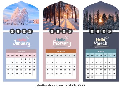 2025 calendar template design. Office calendar 2025 in seasons version. Aesthetic Calendar in pastel color style for wall and desk. English Calendar 2025 layout - Powered by Shutterstock