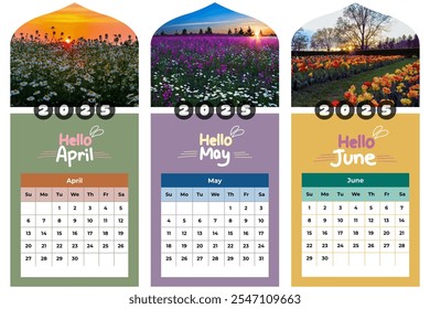 2025 calendar template design. Office calendar 2025 in seasons version. Aesthetic Calendar in pastel color style for wall and desk. English Calendar 2025 layout - Powered by Shutterstock