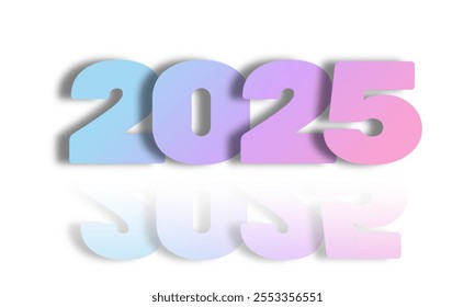 2025 New Year Design with Pastel Gradient Colors, Reflective and Shadow Effects, 3D Abstract Typography, Modern Style, Celebration Theme, Perfect for Calendars, Posters, Invitations, Festive Graphics - Powered by Shutterstock