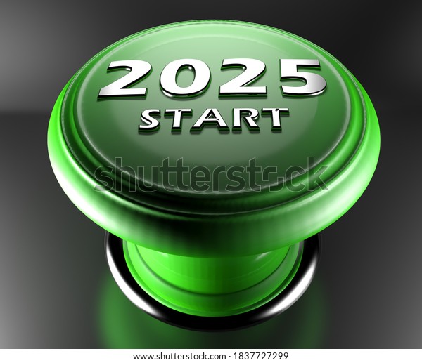 2025 Start Green Push Button On Stock Illustration 1837727299