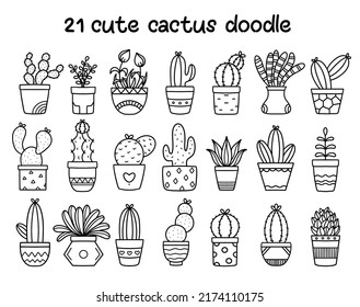 21 Cute Cactus Doodle, Succulent Doodle