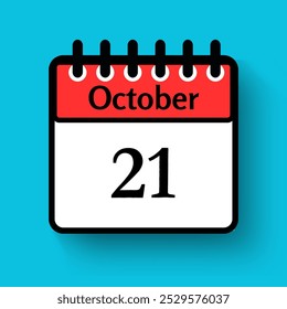 21 October. 21th October professional modern exclusive daily calendar design. Meeting schedule flat icon icon design. White,blue and red colour paper. 
 - Powered by Shutterstock