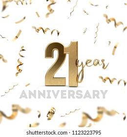 21 year anniversary celebration. Gold number with golden confetti - Powered by Shutterstock