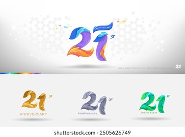 21st Anniversary design logo. Modern colorful style. cheerful number celebration with color variation - Powered by Shutterstock