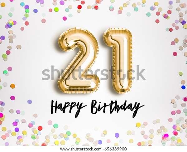 21st Birthday Celebration Gold Balloons Colorful Stock Illustration ...