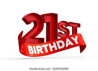 21st or Twenty First Birthday isolated on white background with shadow. 3d illustration  - Powered by Shutterstock