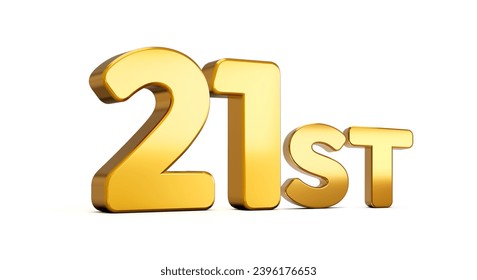 21st or Twenty First Place Gold Number. Champion Number . 3d illustration - Powered by Shutterstock