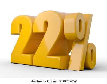 22% 3d illustration. Orange twenty two percent special offer on white background