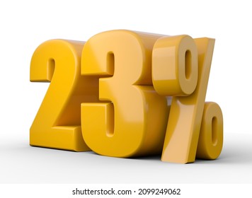 23% 3d illustration. Orange twenty three percent special offer on white background