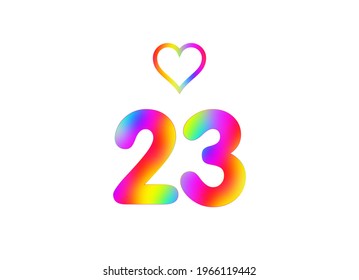 白い背景に23歳のバースデーカードイラストと多彩色の数字 のイラスト素材 Shutterstock