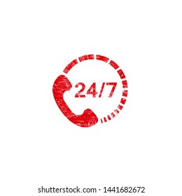  24 7 Emergency Service Grunge Stamp. Illustration