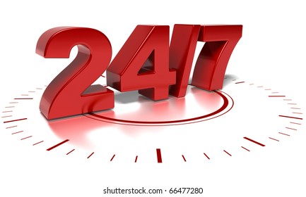 24 and 7 numbers over a white background