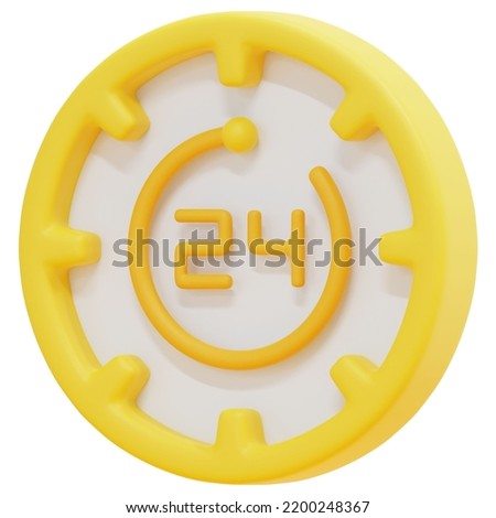 24 hour clock 3d render icon illustration for website, application, printing, document, poster design, etc.