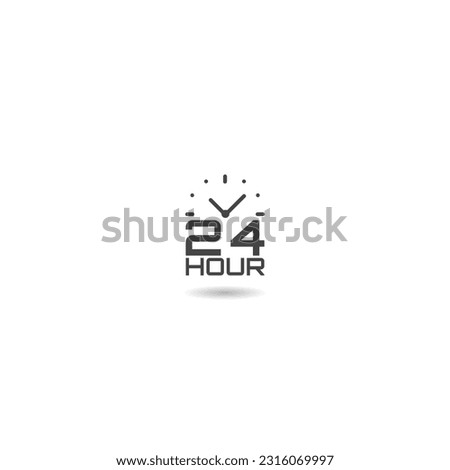  24 hour clock icon with shadow