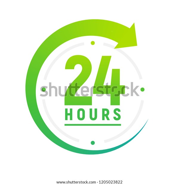 1日24時間のアイコン 職場の緑の時計のアイコン サービス時間のサポートは1日24時間です のイラスト素材