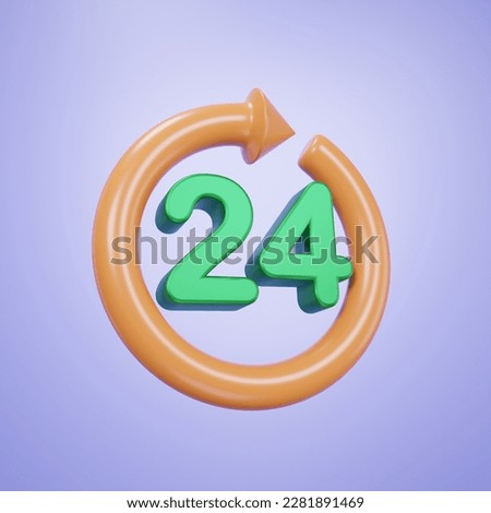 24 hours icon 3D rendering
