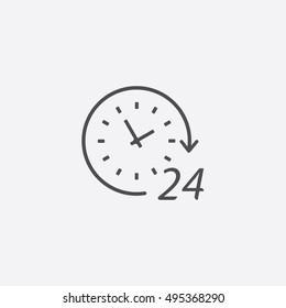 24 hours service outline, thin, flat, digital icon for web and mobile