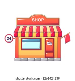 24 Hours Street Store Icon. Cartoon Of 24 Hours Street Store Icon For Web Design Isolated On White Background