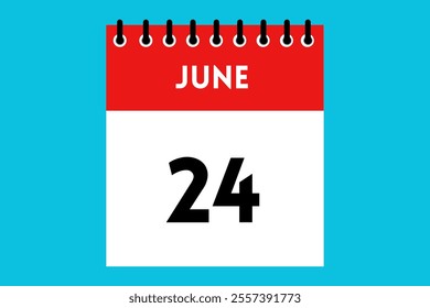 24 June calendar icon text page monthly web design on golden, black, and white background  - Powered by Shutterstock