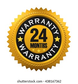 24 Months Warranty Sign. 3D Rendering