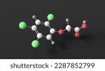 2,4,5-Trichlorophenoxyacetic acid molecule, molecular structure, 2,4,5-T, ball and stick 3d model, structural chemical formula with colored atoms