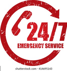 24/7 Emergency Service Grunge Stamp.