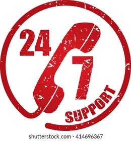 24/7 Support Grunge Stamp.