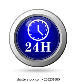 24H Clock Icon. Internet Button On White Background. 