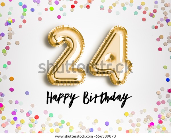 24th Birthday Celebration Gold Balloons Colorful Stock Illustration ...