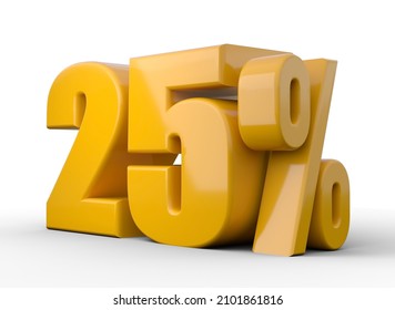 25% 3d illustration. Orange twenty five percent special offer on white background
