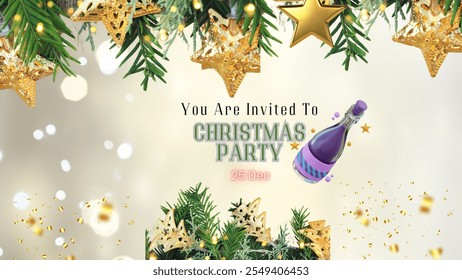 25 December Christmas Party Invitation 2024 Night Party Banner Poster For Christmas - Powered by Shutterstock