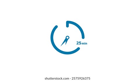 25 minute clock icon timer colorful 4k illustration. Abstract white background 4k illustration.