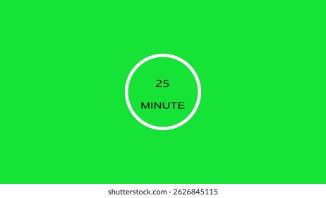 25 minute timer illustration. inside a green and red circle on white background emergency timer countdown illustration, and 4k illustration.