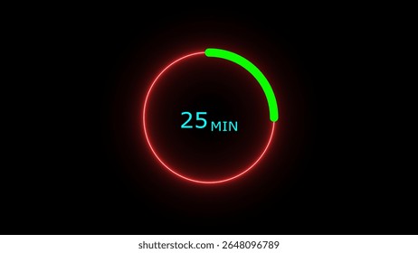 25 minutes timer clock icon 4k illustration on a black background. and creating a stunning illustration .4k illustration 