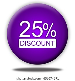 25 percent button isolated, 3d illustration
