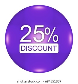 25 percent button isolated, 3d illustration
