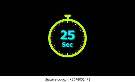 25 Second timer clock icon illustration. and creating a stunning illustration.4k illustration.