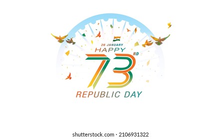 26 January Republic Day Of India Background. 73rd Republic Day Celebration And Tricolor Flag