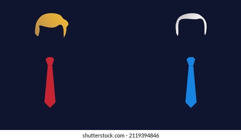 2-7, United States. Abstract Political Concept Background with Tie and Hairstyle. American politics backdrop design Editorial