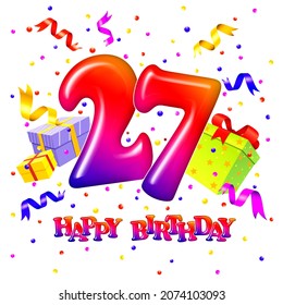 27 Years Birthday Celebration Background Number Stock Illustration ...