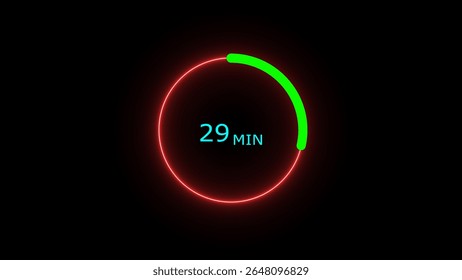 29 minutes timer clock icon 4k illustration on a black background. and creating a stunning illustration .4k illustration 