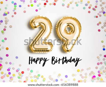 29th birthday celebration gold balloons colorful stock illustration