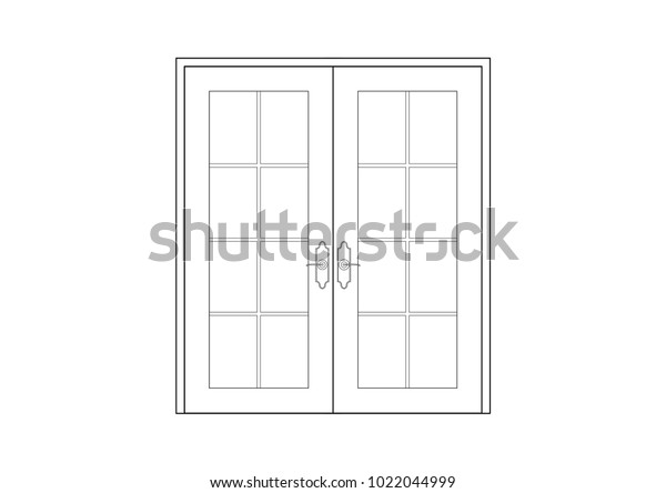 2d Cad Architectural Drawing French Door のイラスト素材 1022044999