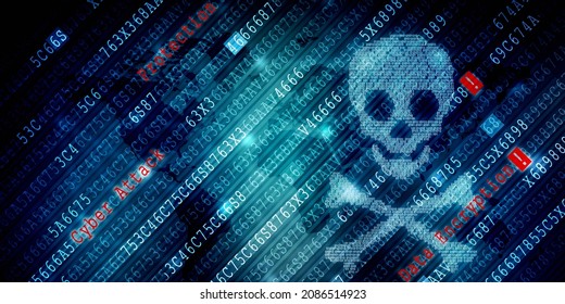 2d illustration abstract binary skull 
 