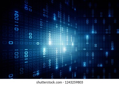 2d Illustration Abstract Digital Binary Data On Computer Screen