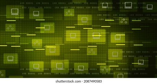 2d illustration abstract digital binary data on computer screen