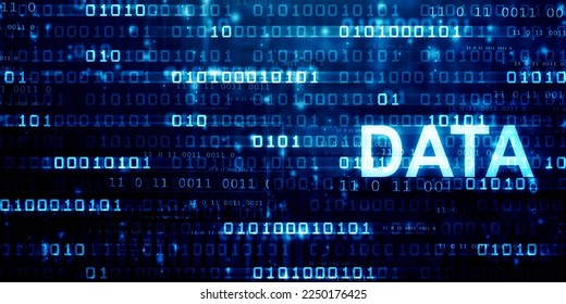 2d illustration abstract digital binary data on computer screen
