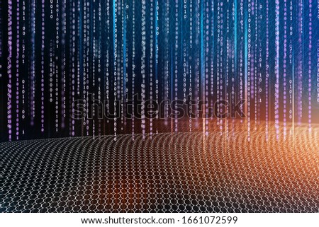 2d illustration abstract digital binary data on computer screen
