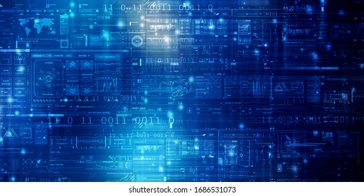 2d Illustration Abstract Futuristic Electronic Circuit Technology Background