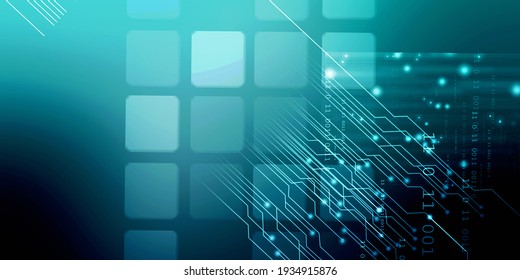 2d illustration Abstract futuristic electronic circuit technology background
